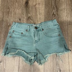 Free People Teal Denim Cutoff Shorts